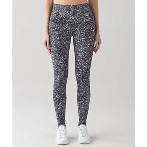 Lululemon Wunder Under Leggings 4 Splatter White Black Printed High Rise
